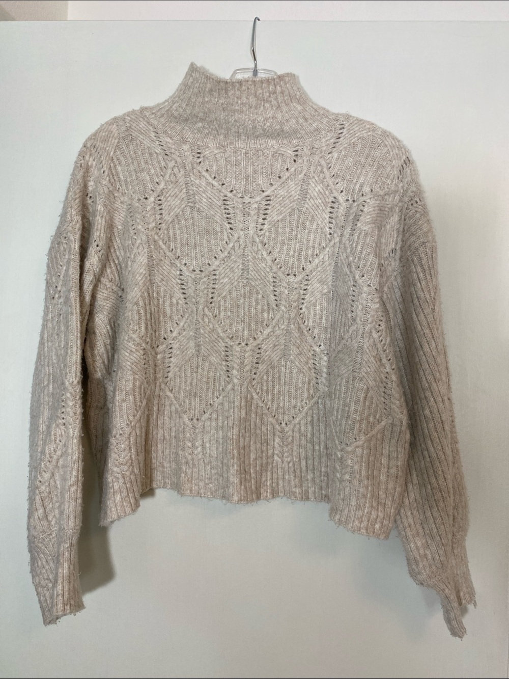 Lush Cream Knit Mock Neck Sweater Size S - Picture 2 of 9